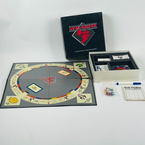 Mega Raider 1987 Board Game Of Wealth Power & Acquisition 2-6 Players - Picture 1 of 4